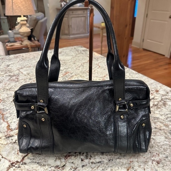 Cole Haan vintage black genuine leather purse bag shoulder straps western moto - Picture 16 of 16